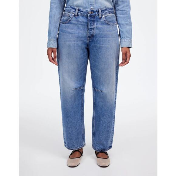Madewell Women's The Curvy Darted Barrel-Leg Denim Jeans Dobbins Wash 26 New - Picture 1 of 9